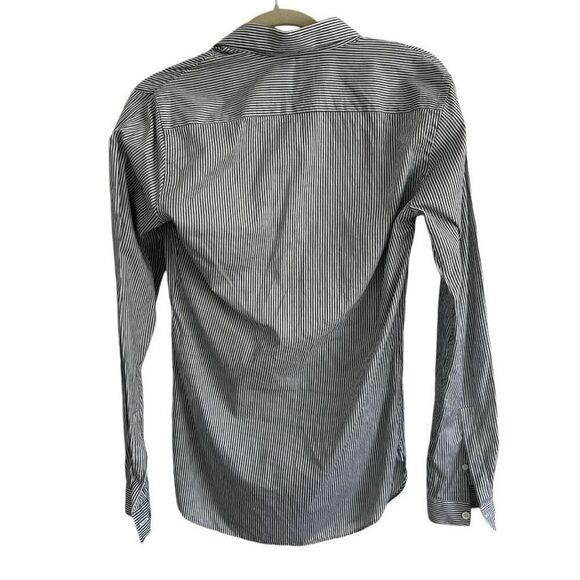 The Kooples Slim Blue White Pin Stripe Button Front Shirt Size XS Straight Cut - Picture 2 of 11